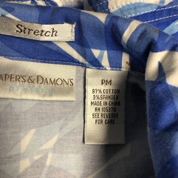 Drapers and Damons Jacket Womens Size Medium Petite Blue Gold Blazer Tropical - Picture 5 of 6